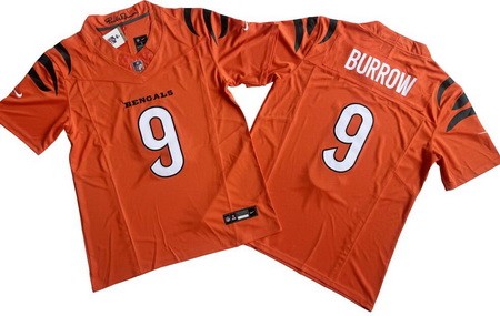 Men's Cincinnati Bengals #9 Joe Burrow Limited Orange FUSE Vapor Jersey