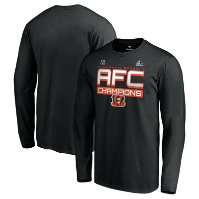 Men's Cincinnati Bengals Black 2021 AFC Champions Locker Room Trophy Collection Long Sleeves T-Shirt