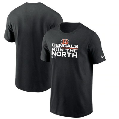 Men's Cincinnati Bengals Black 2021 AFC North Division Champions Trophy Collection T-Shirt