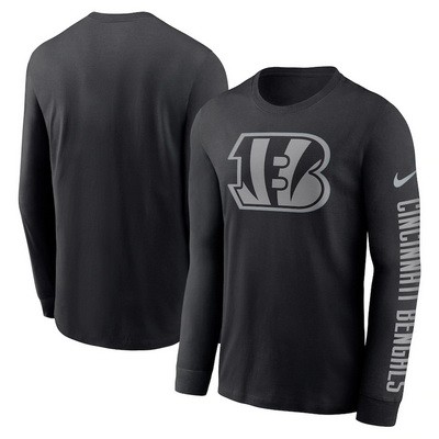 Men's Cincinnati Bengals Black RFLCTV Long Sleeve T Shirt