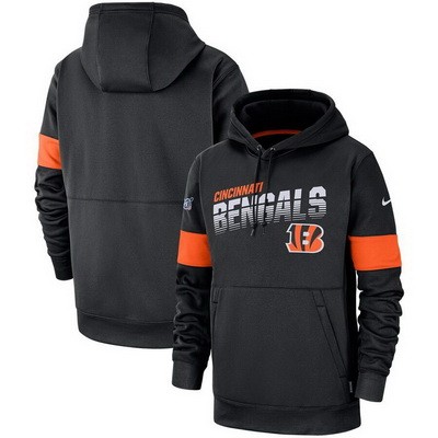 Men's Cincinnati Bengals Black Sideline Arch Jersey Performance Pullover Hoodie