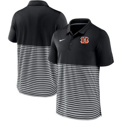 Men's Cincinnati Bengals Black Stripes Patchwork Polo