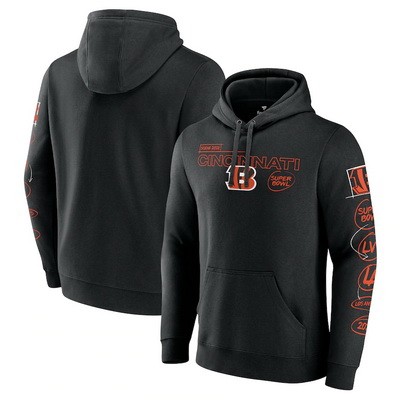 Men's Cincinnati Bengals Black Super Bowl LVI Bound Hollywood Action Pullover Hoodie