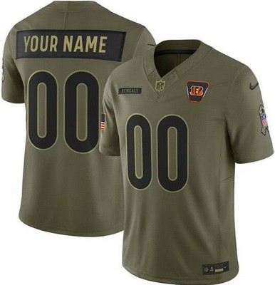 Men's Cincinnati Bengals Custom Limited Green 2025 Salute To Service Jersey