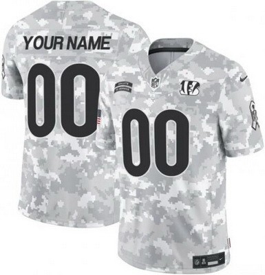Men's Cincinnati Bengals Customized Limited Arctic Camo 2024 Salute to Service Jersey