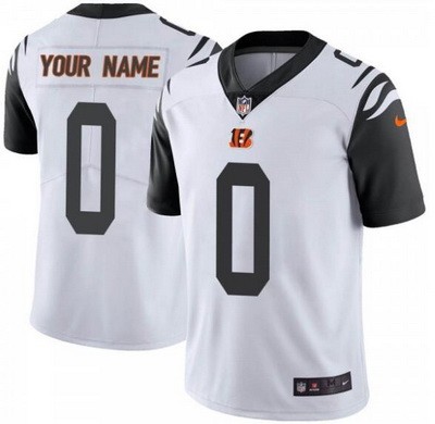 Men's Cincinnati Bengals Customized Limited White Rush Color Jersey