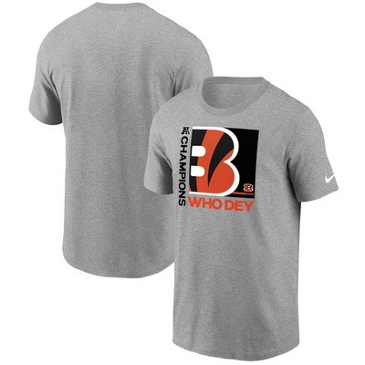 Men's Cincinnati Bengals Gray 2021 AFC Champions Team Slogan T-Shirt