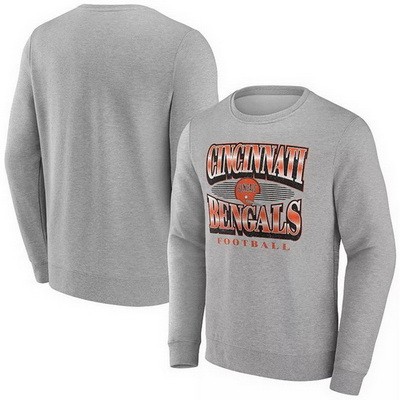 Men's Cincinnati Bengals Gray Chance Throwback Fleece Pullover Sweatshirt