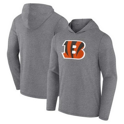 Men's Cincinnati Bengals Gray Primary Logo Long Sleeve T Shirt Hoodie