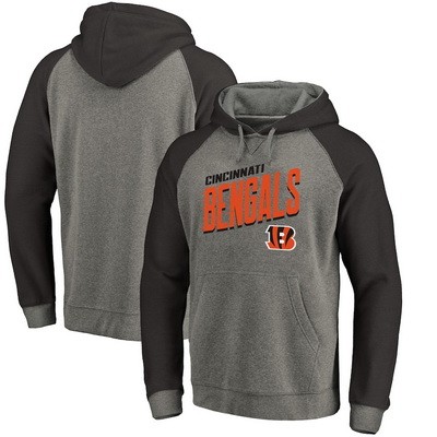 Men's Cincinnati Bengals Gray Slant Strike Tri Blend Raglan Pullover Hoodie