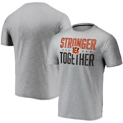 Men's Cincinnati Bengals Heather Charcoal Stronger Together Printed T-Shirt 0745