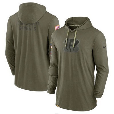 Men's Cincinnati Bengals Olive 2022 Salute to Service Tonal Pullover Hoodie