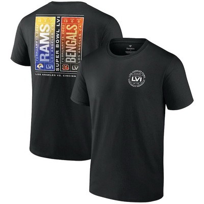 Men's Cincinnati Bengals vs Los Angeles Rams Black Super Bowl LVI Matchup Tickets Please T-Shirt