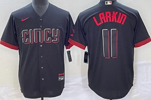 Men's Cincinnati Reds #11 Barry Larkin Black 2023 City Cool Base Jersey