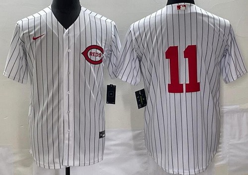Men's Cincinnati Reds #11 Barry Larkin White 2022 Field of Dreams Cool Base Jersey