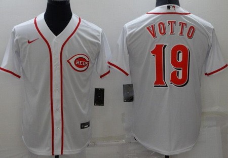 Men's Cincinnati Reds #19 Joey Votto White Cool Base Jersey