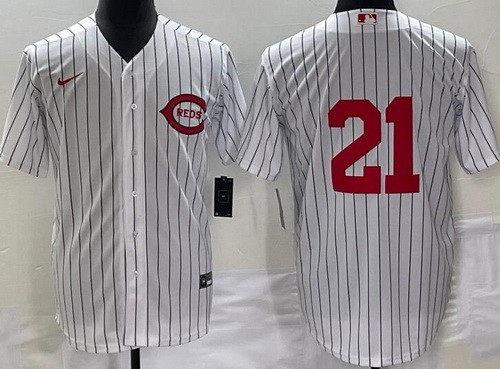 Men's Cincinnati Reds #21 Hunter Greene White 2022 Field of Dreams Cool Base Jersey