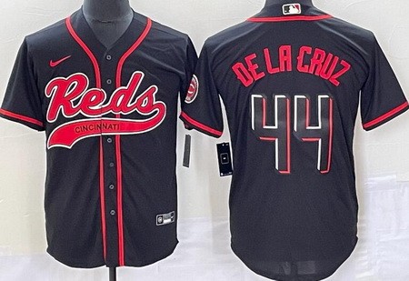 Men's Cincinnati Reds #44 Elly De La Cruz Black Fashion Baseball Jersey