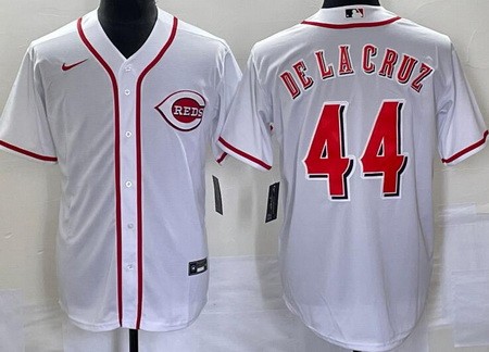 Men's Cincinnati Reds #44 Elly De La Cruz White Cool Base Jersey