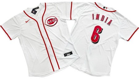 Men's Cincinnati Reds #6 Jonathan India White Cool Base Jersey