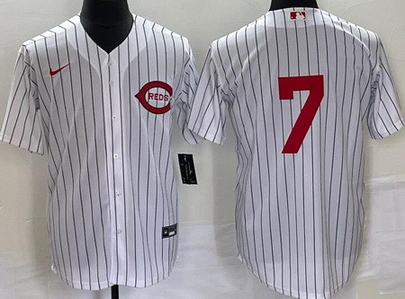 Men's Cincinnati Reds #7 Spencer Steer White 2022 Field of Dreams Cool Base Jersey