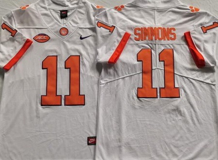 Men's Clemson Tigers #11 Isaiah Simmons White College Football Jersey