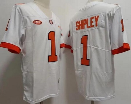 Men's Clemson Tigers #1 Will Shipley White College Football Jersey