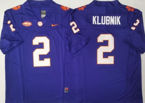 Men's Clemson Tigers #2 Cade Klubnik Purple FUSE College Football Jersey