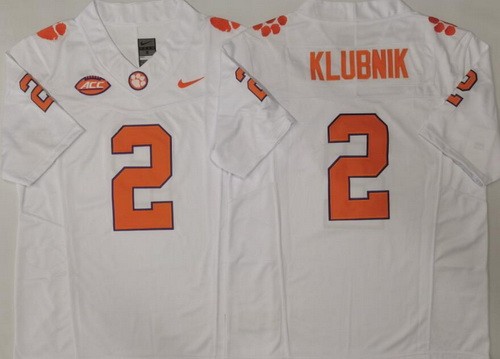Men's Clemson Tigers #2 Cade Klubnik White FUSE College Football Jersey