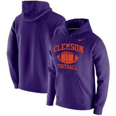 Men's Clemson Tigers Purple Retro Football Club Fleece Pullover Hoodie