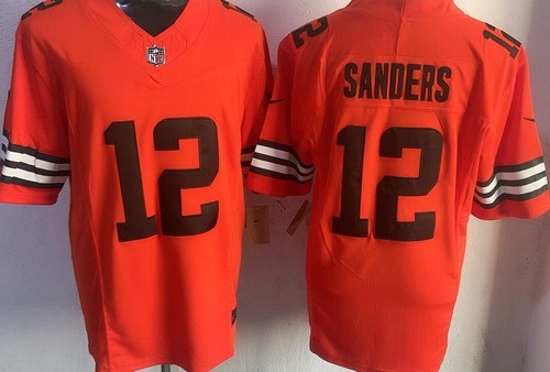 Men's Cleveland Browns #12 Shedeur Sanders Limited Orange FUSE Vapor Jersey