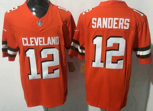 Men's Cleveland Browns #12 Shedeur Sanders Limited Orange Throwback FUSE Vapor Jersey