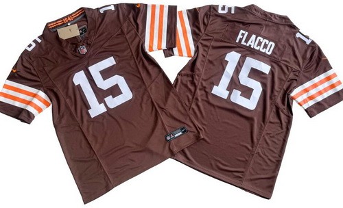 Men's Cleveland Browns #15 Joe Flacco Limited Brown FUSE Vapor Jersey