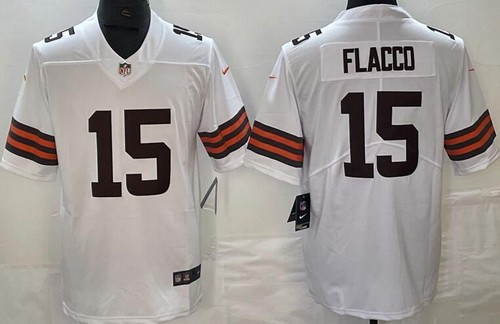 Men's Cleveland Browns #15 Joe Flacco Limited White Vapor Jersey