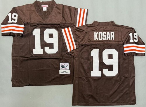 Men's Cleveland Browns #19 Bernie Kosar Brown 1986 Throwback Jersey