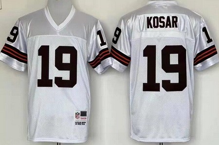 Men's Cleveland Browns #19 Bernie Kosar White Throwback Jersey
