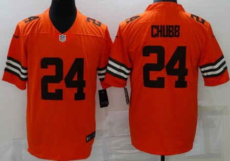 Men's Cleveland Browns #24 Nick Chubb Limited Orange Inverted Vapor Jersey
