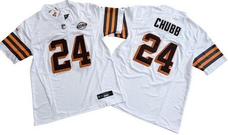 Men's Cleveland Browns #24 Nick Chubb Limited White Alternate FUSE Vapor Jersey