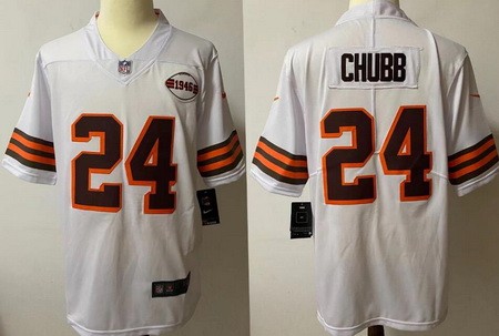 Men's Cleveland Browns #24 Nick Chubb Limited White Alternate Vapor Jersey