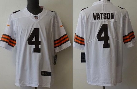 Men's Cleveland Browns #4 Deshaun Watson Limited White Vapor Jersey