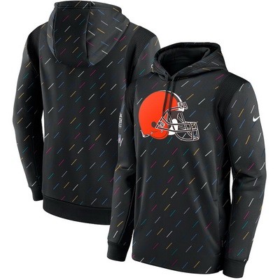 Men's Cleveland Browns Black 2021 Crucial Catch Therma Pullover Hoodie