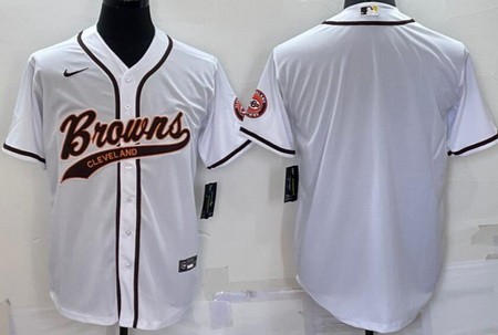 Men's Cleveland Browns Blank White Baseball Jersey