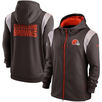 Men's Cleveland Browns Brown Gray Performance Sideline Lockup Full Zip Hoodie
