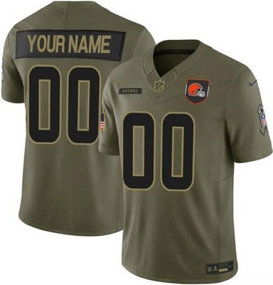 Men's Cleveland Browns Custom Limited Green 2025 Salute To Service Jersey