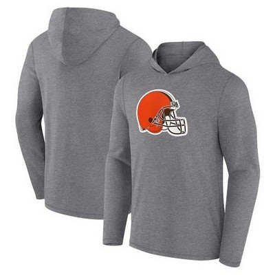 Men's Cleveland Browns Gray Primary Logo Long Sleeve T Shirt Hoodie