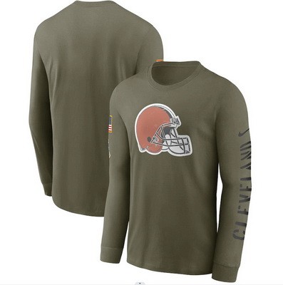 Men's Cleveland Browns Olive 2022 Salute To Service Long Sleeve T Shirt