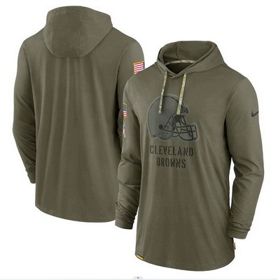 Men's Cleveland Browns Olive 2022 Salute to Service Tonal Pullover Hoodie