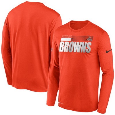 Men's Cleveland Browns Orange Sideline Impact Legend Performance Long Sleeves T Shirt 625