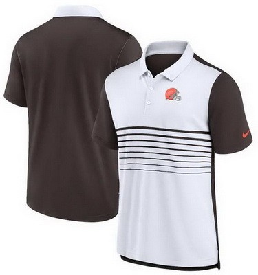 Men's Cleveland Browns White Brown Fashion Performance Polo