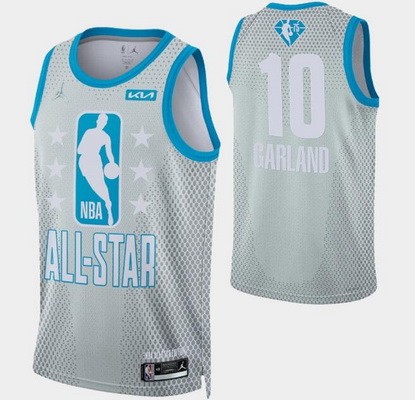 Men's Cleveland Cavaliers #10 Darius Garland Gray Diamond 75th 2022 All Star Heat Press Jersey